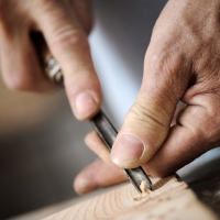 hands of a carpenter, close up